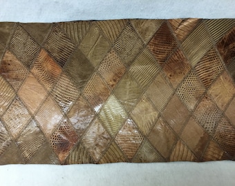 AM036 Partridge Brown Lizard Print Leather Aprox 23"LX11"W X 1/32" Thick/LG