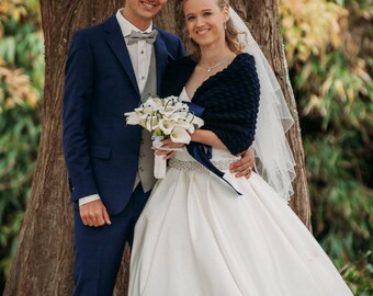 Something Blue Bridal Bolero Wedding Shrug Hand Crocheted for Chilly Summer Weddings