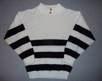 Vintage 80s 90s Striped Sailing Sweater Sail Away I'm on a Boat Hipster Made In USA Tacky Gaudy Ugly Christmas Party X-Mas S Small M Medium