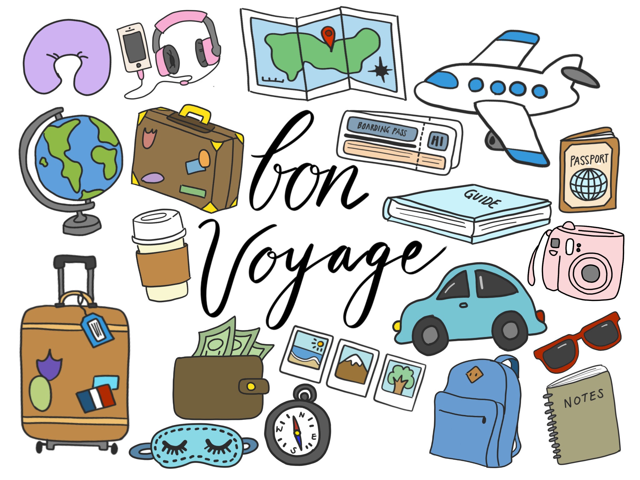 TRAVEL CLIPART clip art travel cute doodles vector