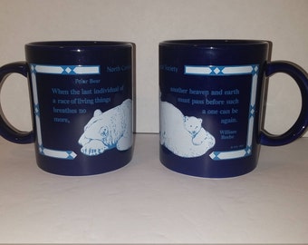 Set of 2 North Carolina Zoological Society Polar Bear Coffee Mugs