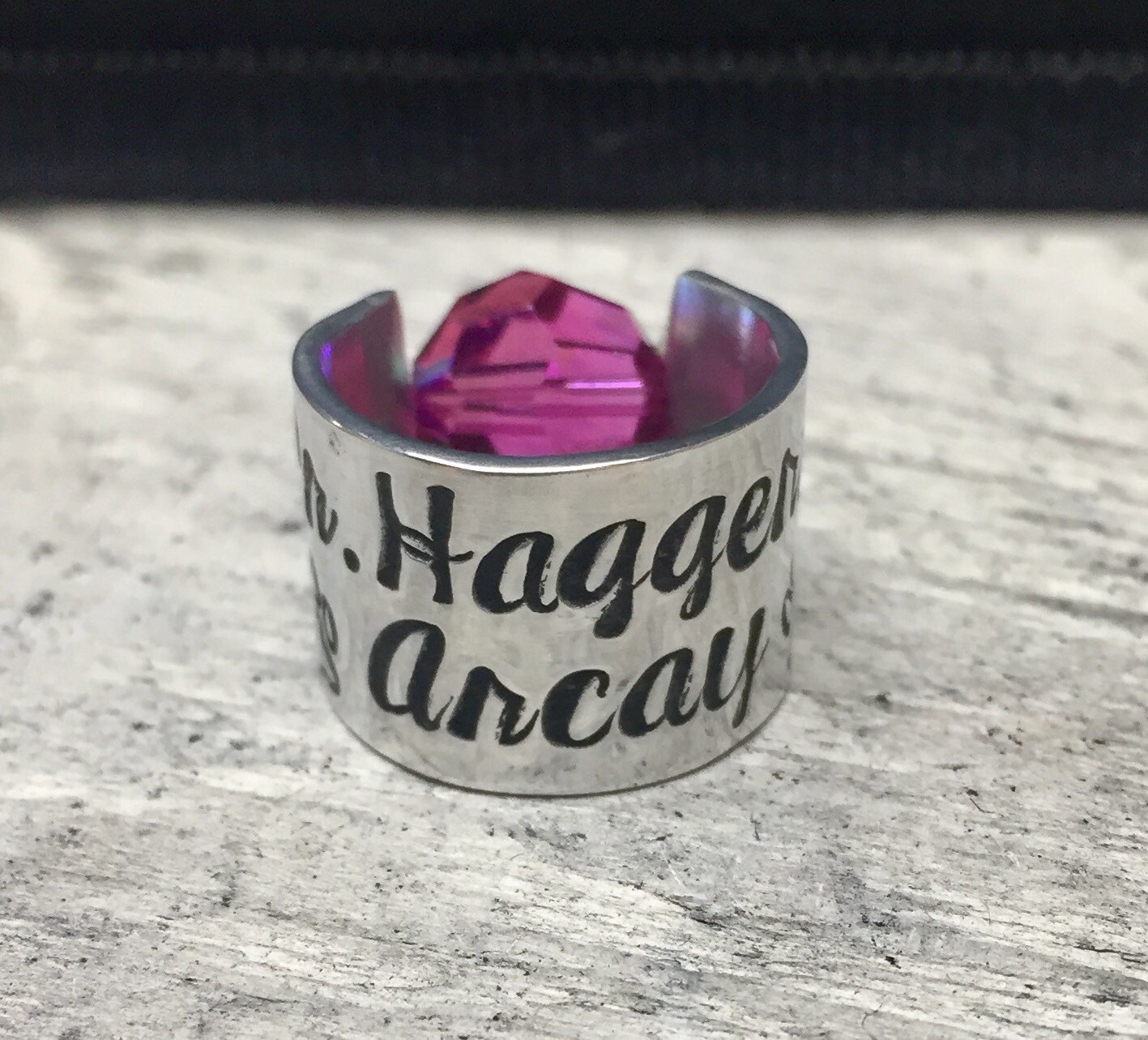 Stethoscope ID Ring Custom & Handmade With a Pink Iridescent