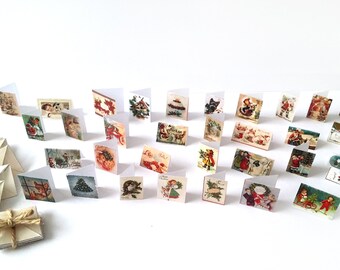 Dollhouse miniature Christmas greeting cards set - cards + envelopes