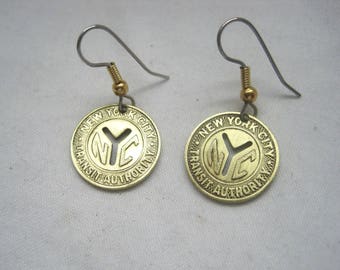 Coin Jewelry~ New York subway token earrings~memories!