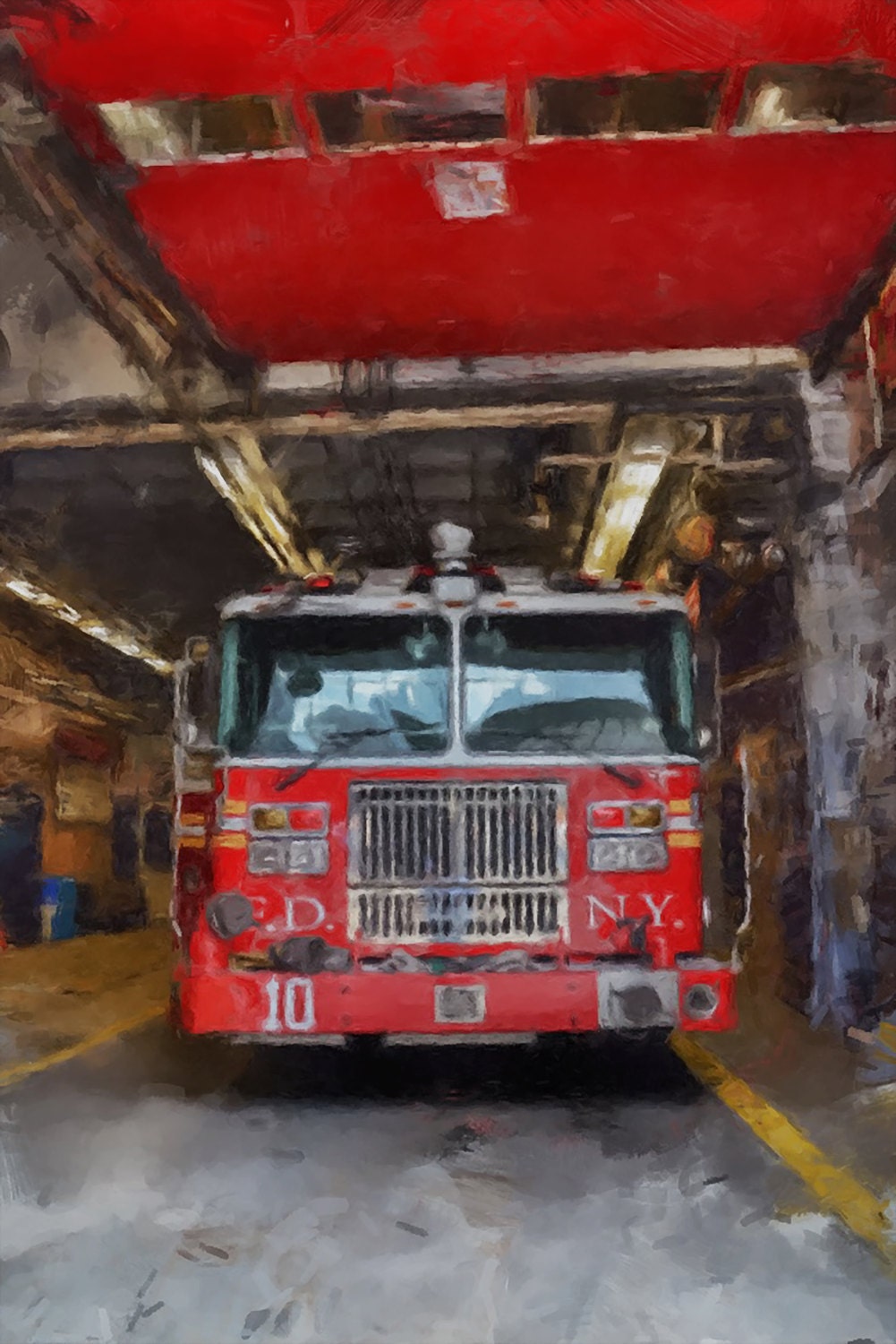 Print Firefighter Painting Fire house fire truck decor wall