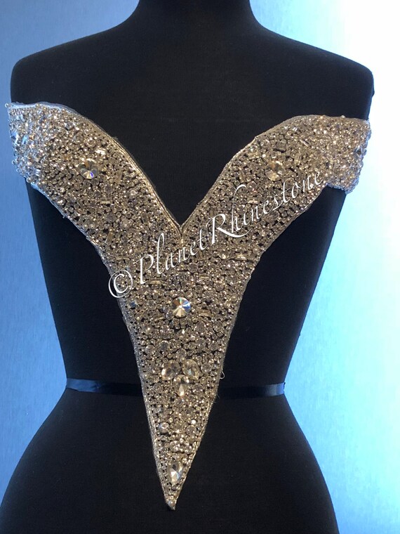 Christina Over Shoulder Crystal Beaded Bodice