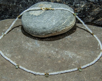 Moonstone and tourmaline with gilded sterling silver