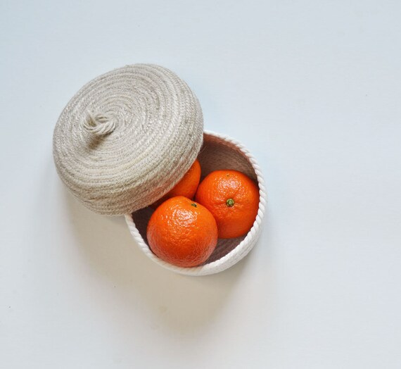 Boho style box, Home office box, Small rope box, Storage basket, Gift box, Jewellery box Beach decor Cotton box, Natural white box, Rope box