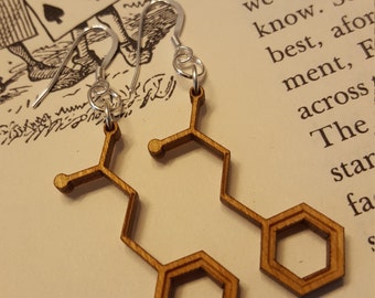 Laser Cut Cinnamon Molecule Earrings - Chemistry Earrings - Nerdy Gift for Her