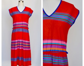 1980s rainbow stripes dress / small