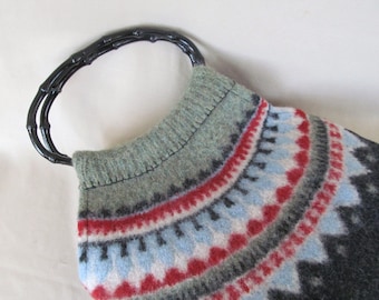 Upcycled Sweater Bag, Project Bag, Fair Isle
