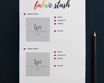 Printable Fabric Stash Organiser in RAINBOW (2 to Page) // Fabric Planner //Printable Planner // A4 Size //Paper // Instant Download