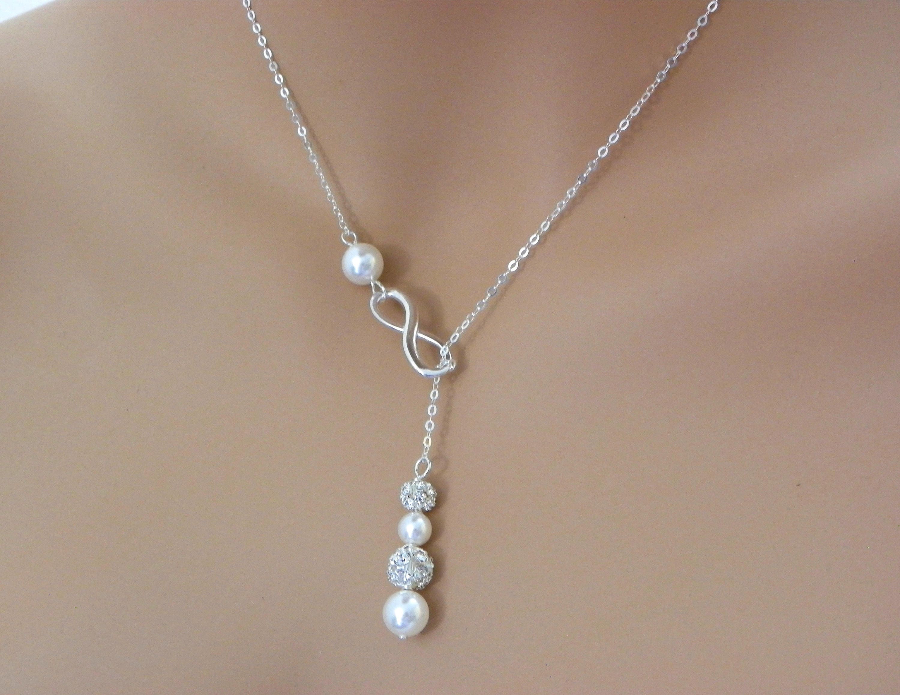 Bridesmaid infinity pearl necklace pearl infinity necklace