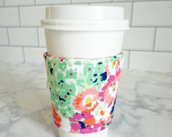 Reusable Coffee Sleeve-Bright Floral Print