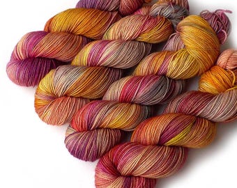 Hand Dyed Yarn Superwash Merino Nylon Sock Yarn - Perfect in Peach, 400 yards
