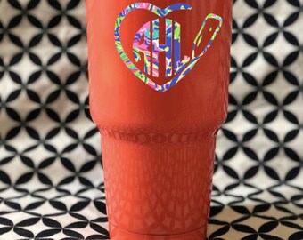 Lilly Pulitzer Inspired Monogram Sonographer Decal // Lilly Inspired // Cup Decal // Yeti Decal // Sonogrophy Decal // Free Shipping