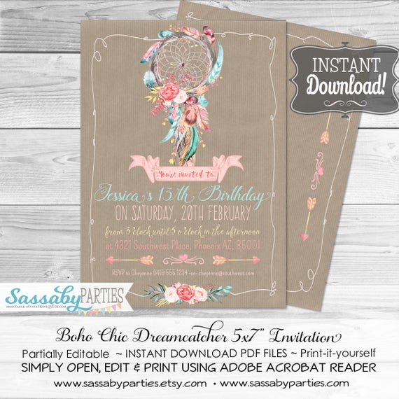 Boho Chic Birthday Invitations 7