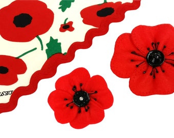 Felt Poppy Brooch, Remembrance Day, Flower Brooch, Christmas Felt Flower Brooch, Handmade Brooch