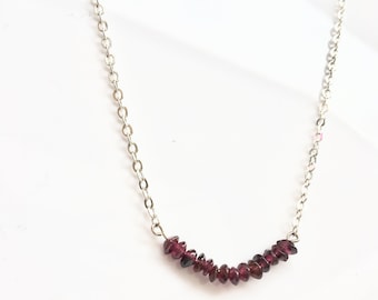 Ruby bar necklace, bar necklace, ruby necklace, raw ruby necklace, gemstone necklace,