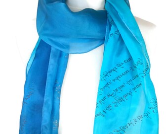 Robert Burns lyrics Literature Scarf literary bookish Gift for book lyric lovers Silk Hand Painted READY to Ship more color avaliable