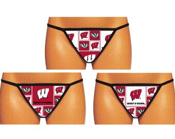 Wisconsin Badgers Thong/G-String (Made From 100% Cotton Licensed Fabric)