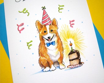 Corgi Birthday Card - Dog Birthday Card, Corgi Card, Happy Birthday Card, Dog Card, Corgi Lover,