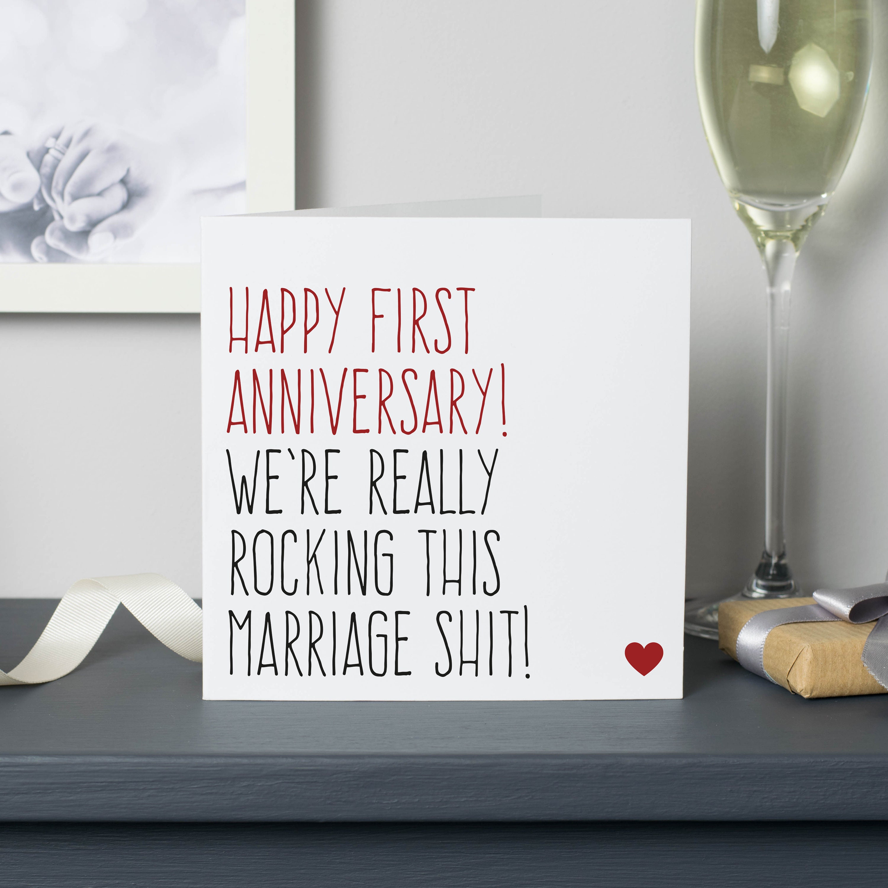 Funny First Wedding Anniversary Card For Husband Or Wife 1