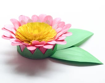 3D Watercolour wall flower painting cut paper collage art