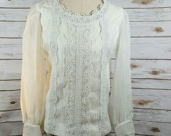 60's Victorian inspired blouse, Small/Medium