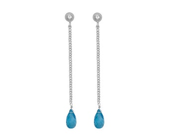 Blue Topaz Earrings- Swiss Blue Topaz Dangle Earrings- December Birthstone Earrings- Gemstone Earrings- Topaz Earrings