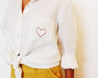 Boyfriend Shirt in White Linen