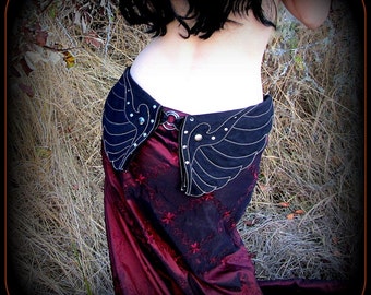 Utility Belt ~ Dark Angel Wings Hip Belt Bag w/ Pockets ~ Black Canvas Fabric ~ Vegan ~ Mother of Dragons Cosplay ~ Steampunk ~ Pocket belt