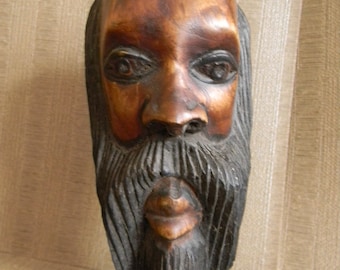 Vintage Wood Carving Hand Carved Sculpture Bust . Signed