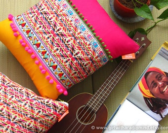 Aztec Pillow Pink Geometric Star Folk Cushion Cover - Colourful Decorative Pillow