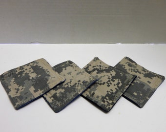 Set of 4 Fabric Drink Coasters Camoflauge