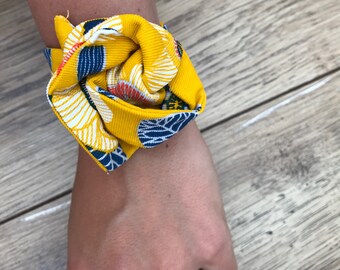 Bracelet twist teen and adult yellow fabric
