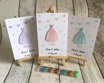 Personalised A6 Wedding Activity Pack Dress Design Children's Gift Favour Kids Activity Kids Wedding Favour
