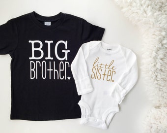 Big Brother and little sister matching shirt and bodysuit | big brother little sister | new baby gift | family photos | gender reveal |