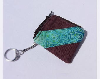 Keychain, mini kit in blue Brown batik fabric
