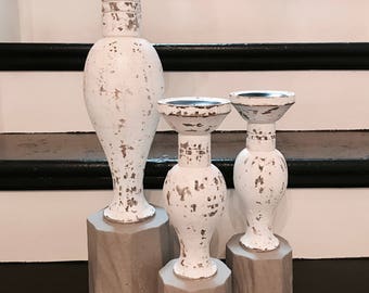 NOW SOLD Set of 3 Candlestick Holders