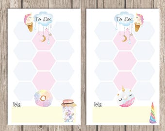 UNICORN, Personal planner Inserts, to do, planner inserts, notes, kikki k, filofax, hexagon, rainbow, unicorn inserts