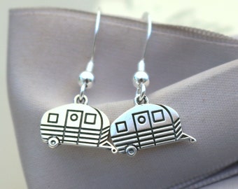 Happy Camper earrings, Sterling Silver charms and earwires