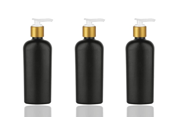Download LUXURY BLACK MATTE OVaL 6 Oz Lotion Pump Bottles HDPe Plastic Yellowimages Mockups