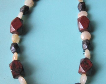 Gemstone Necklace of Mahogany Obsidian and Quartzite