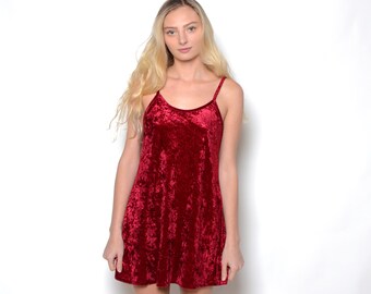 Vintage 90's Crushed Velvet Mini Dress Sz S