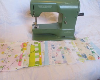 vintage bed sheet 5" squares, quilting squares, 5X5 vintage sheet charm pack, precut 5" squares