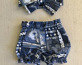 Dallas Cowboys Bloomer Headwrap Set, Cowboys, Dallas Bloomers Football Headwrap,Baby Girl Headwrap, Toddler, Big Bow, Infant Headband Shorts