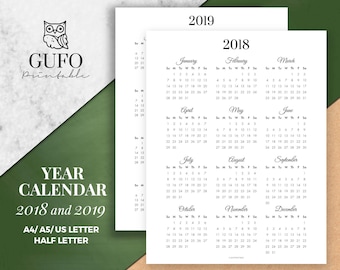 year at a glance calendar 2018