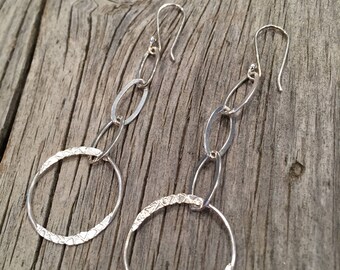 Sterling Silver Circle Drop Earrings