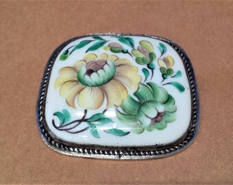 Vintage Russian Finift, Enamel Brooch